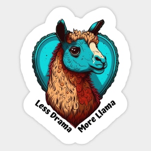 Less Drama More Llama Design, Fun and Playful Animal Design for Llama Lovers Sticker